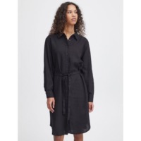 ICHI Womens Black Lino Shirt Dress by Designer Wear GBP65