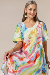 Luukaa Swirl Print Linen Dress