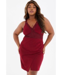 Quiz Womens Curve Berry Lace Midi Dress - Size 22 UK