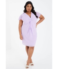 Quiz Womens Curve Lilac Knot Front Dress - Size 22 UK