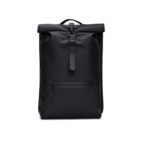 Rains Unisex Black Rolltop Backpack by Designer Wear GBP95