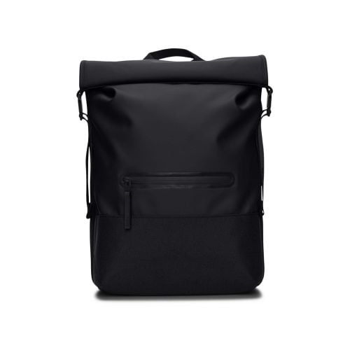 Rains Unisex Black Trail Rolltop Backpack by Designer Wear GBP105