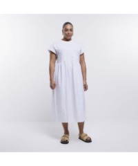 River Island Womens T-Shirt Midi Dress Plus White Poplin Cotton - Size 22 UK