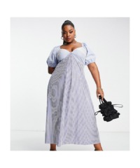 ASOS CURVE Womens DESIGN mixed stripe cotton midi tea dress-Multi - Multicolour - Size 22 UK