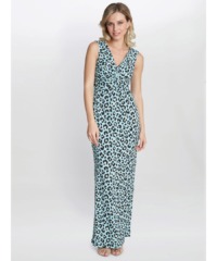 Gina Bacconi Womens Hudson Animal Jersey Maxi Dress - Turquoise - Size 22 UK