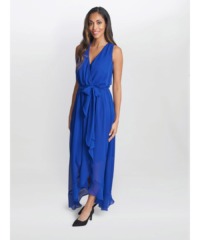 Gina Bacconi Womens Imogen Sleevless Wrap Dress - Blue - Size 22 UK