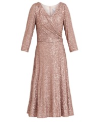 Gina Bacconi Womens Libbie Midi A-Line Sequin Dress - Copper - Size 22 UK