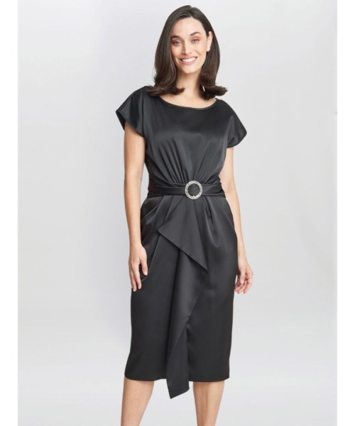 Gina Bacconi Womens Pelia Crepe Dress With Satin Lining - Black - Size 22 UK
