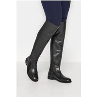 Lts Black 50/50 Stretch Over The Knee Leather Boots In Standard Fit Standard > 10 Lts | Tall Women's Leather Boots
