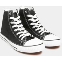 Lts Black Canvas High Top Trainers In Standard Fit Standard > 11 Lts | Tall Women's Lace Up Trainers