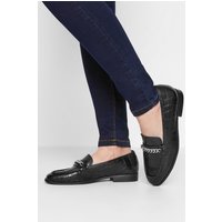Lts Black Croc Chain Detail Loafers In Standard Fit Standard > 13 Lts | Tall Women's Loafers