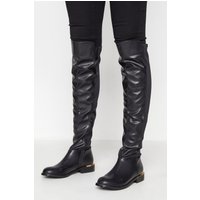 Lts Black Faux Leather Over The Knee Stretch Boots In Standard D Fit D > 8 Lts | Tall Women's Knee High Boots