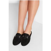 Lts Black Faux Suede Mule Loafers In Standard Fit Standard > 11 Lts | Tall Women's Loafers