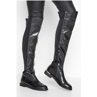 Lts Black Knee High 50/50 Faux Leather Croc Boots In Standard Fit D > 11 Lts | Tall Women's Knee High Boots