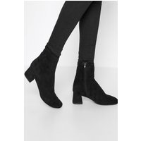 Lts Black Suede Block Heel Boots In Standard Fit Standard > 12 Lts | Tall Women's Heeled Boots