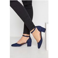 Lts Navy Blue Block Heel Court Shoes In Standard Fit Standard > 9 Lts | Tall Women's Heels