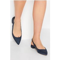 Lts Tall Navy Blue Slingback Point Pumps In Standard Fit