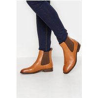 Lts Tan Brown Leather Chelsea Boots In Standard Fit Standard > 9 Lts | Tall Women's Chelsea Boots
