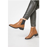 Lts Tan Brown Metal Trim Chelsea Boots In Standard Fit Standard > 13 Lts | Tall Women's Flat Boots
