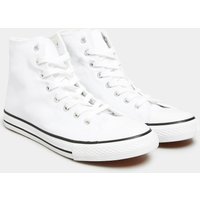 Lts White Canvas High Top Trainers In Standard Fit Standard > 9 Lts | Tall Women's Lace Up Trainers