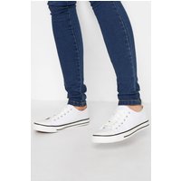 Lts White Canvas Low Trainers In Standard Fit Standard > 8 Lts | Tall Women's Lace Up Trainers