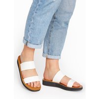 Lts White Two Strap Flat Sandals In Standard Fit Standard > 8 Lts | Tall Women's Flat Sandals