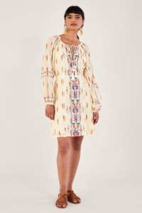 Monsoon Aztec Print and Embroidered Short Dress