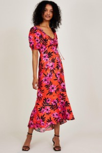 Monsoon 'Kerry' Satin Jacquard Floral Print Dress
