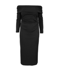 Quiz Womens Curve Black Ribbed Bardot Bodycon Midi Dress - Size 22 UK
