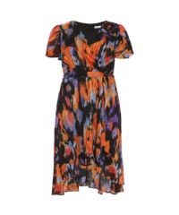 Quiz Womens Curve Black Smudge Print Skater Dress - Multicolour - Size 22 UK
