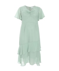 Quiz Womens Curve Sage Chiffon Midaxi Dress - Green - Size 22 UK