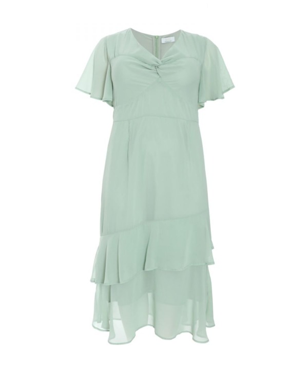 Quiz Womens Curve Sage Chiffon Midaxi Dress - Green - Size 22 UK