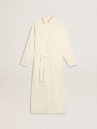 Golden Goose - Long Shirt Dress In Solid Color Cotton Poplin