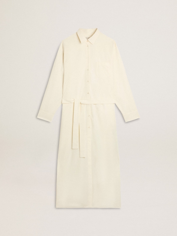 Golden Goose - Long Shirt Dress In Solid Color Cotton Poplin