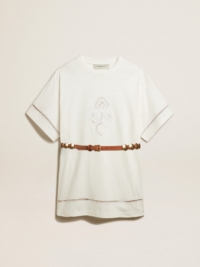 Golden Goose White Cotton T-shirt Dress With Belt