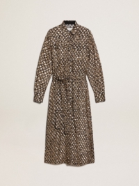 Golden Goose - Women's Shirt Dress With Animal Print And Gold Fil Coupé