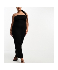 ASOS CURVE Womens DESIGN rib bandeau maxi beach dress in black – Size 22 UK