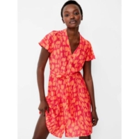 French Connection  Coral Azalea Islanna Crepe V-Neck Dress