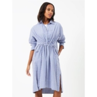 French Connection  Linen White Marine Rhodes Stripe Shirt Dress