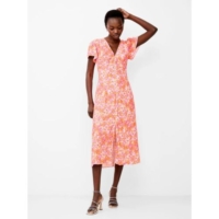 French Connection  Persimmon Cass Delphine V-Neck Midi Dress