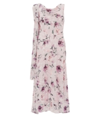 Gina Bacconi Womens Abigail Cowl Neck Printed Dress & Shawl – Pink – Size 22 UK