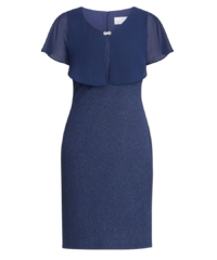 Gina Bacconi Womens Aris V Neck Dress With Embellished Chiffon Overlay – Navy – Size 22 UK