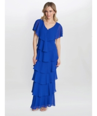 Gina Bacconi  Catherine Tiered Maxi Dress – Blue