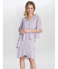 Gina Bacconi Womens Dawn Tiered Dress And Jacket – Purple – Size 22 UK