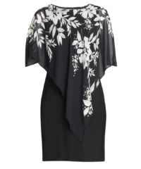 Gina Bacconi  Kiya Asymmetric Dress With Printed Foil Detail – Black