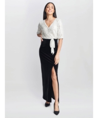 Gina Bacconi Womens Matilyn Maxi Sequin Dress With Velvet Skirt – Black – Size 22 UK