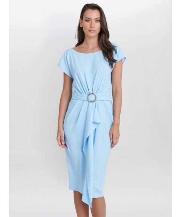 Gina Bacconi Womens Pelia Crepe Dress With Satin Lining - Blue - Size 22 UK