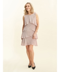 Gina Bacconi Womens Vesta Jewel-Shoulder Tiered Cocktail Dress – Blush – Size 22 UK