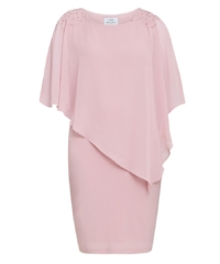 Gina Bacconi Womens Zenna Beaded Shoulder Chiffon Dress – Rose – Size 22 UK