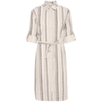 ICHI  Black Stripe Lino Shirt Dress